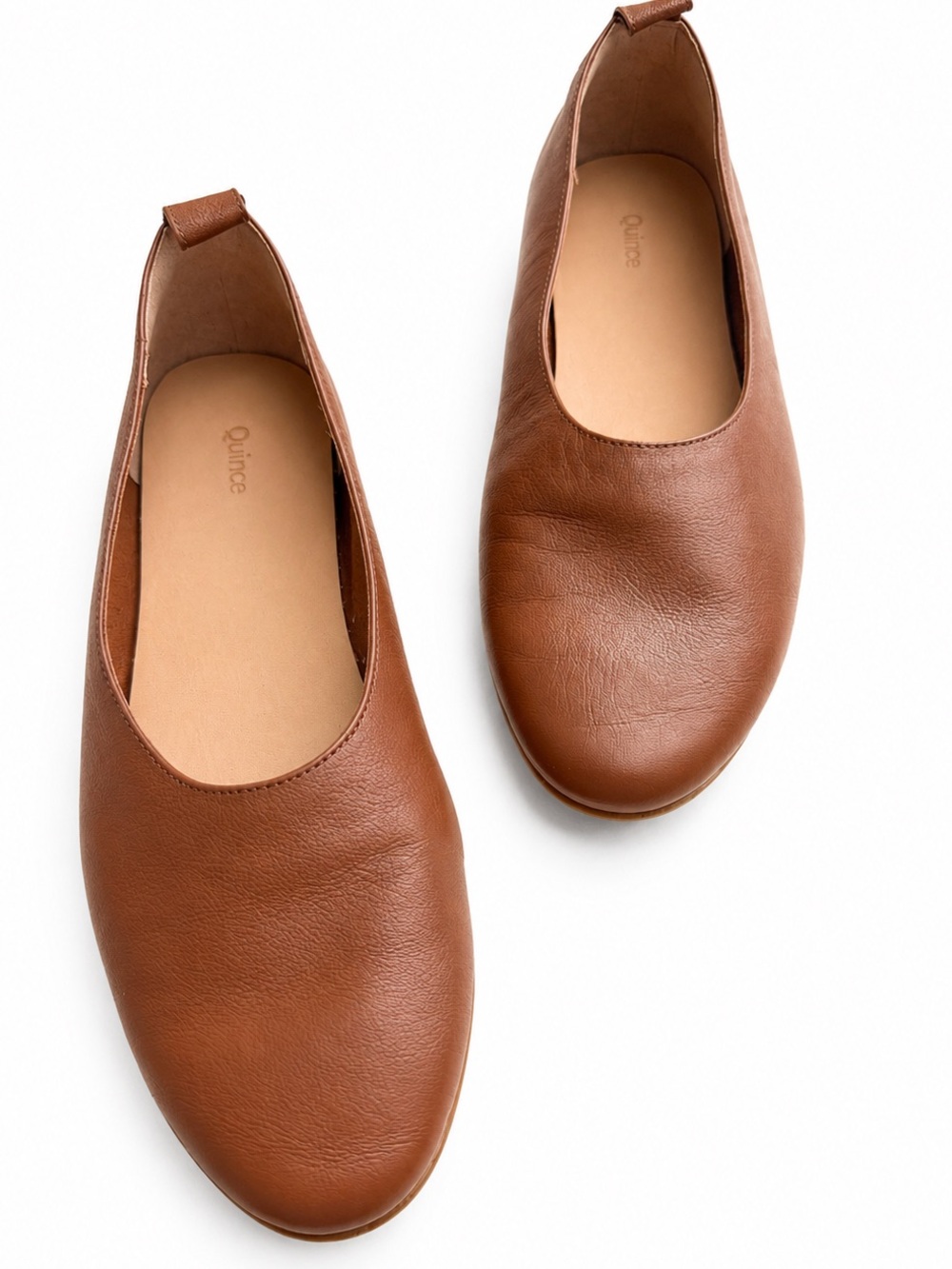 Quince Italian Leather Glove Ballet Flats Slip On Shoes Brown size 7.5 Cognac